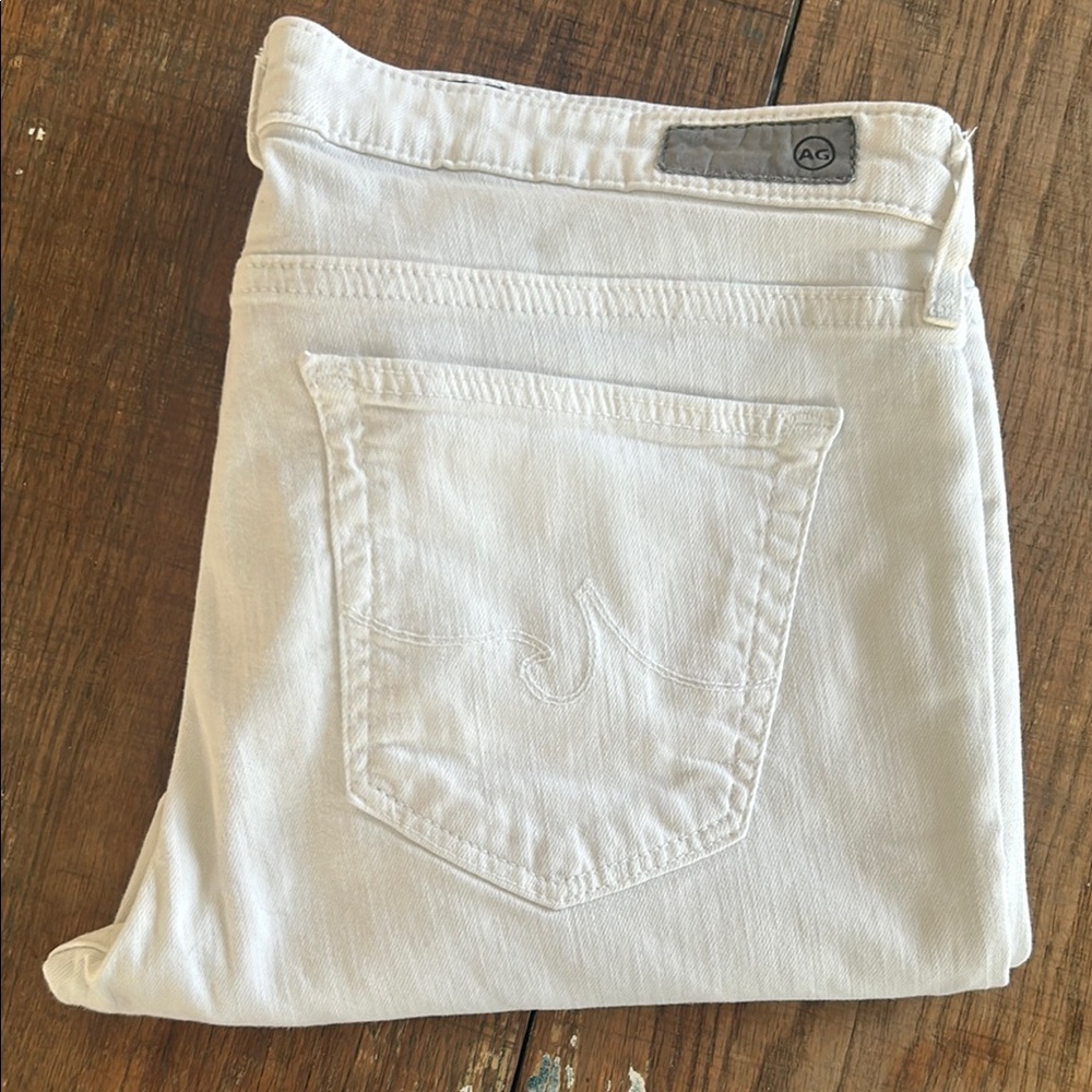 Ag Adriano Goldschmied Women's White Skinny Cropped Rolled Cuff Jeans